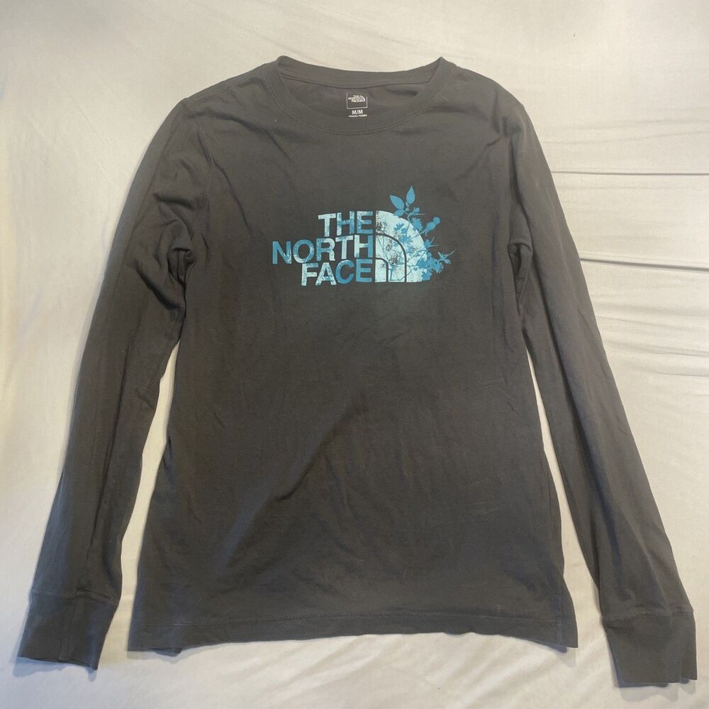 The North Face Shirt Womens Medium Black Long Sleeve Logo Graphic Tee Outdoor